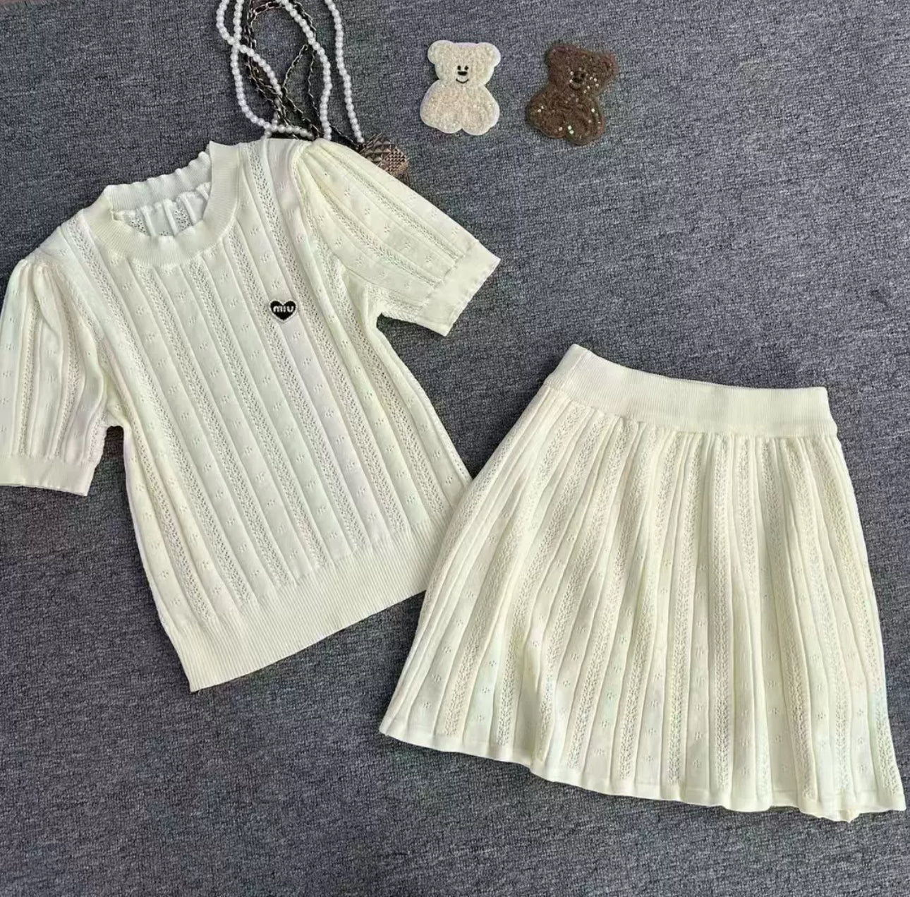 MIU MIU HEART SKIRT SET