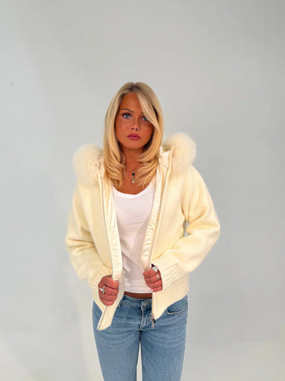 FUR ZIP JACKET WHITE