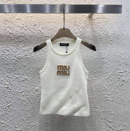 MIU MIU GOLDEN LETTERS TANK TOP