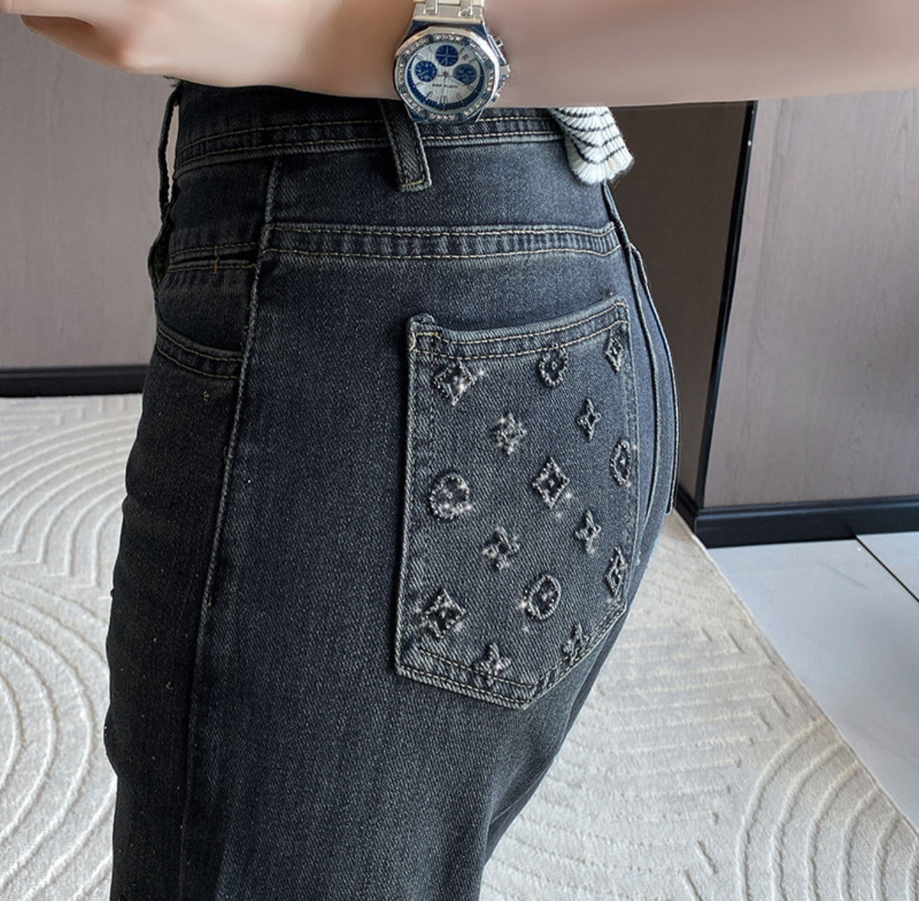 LV diamonds jeans black/denim