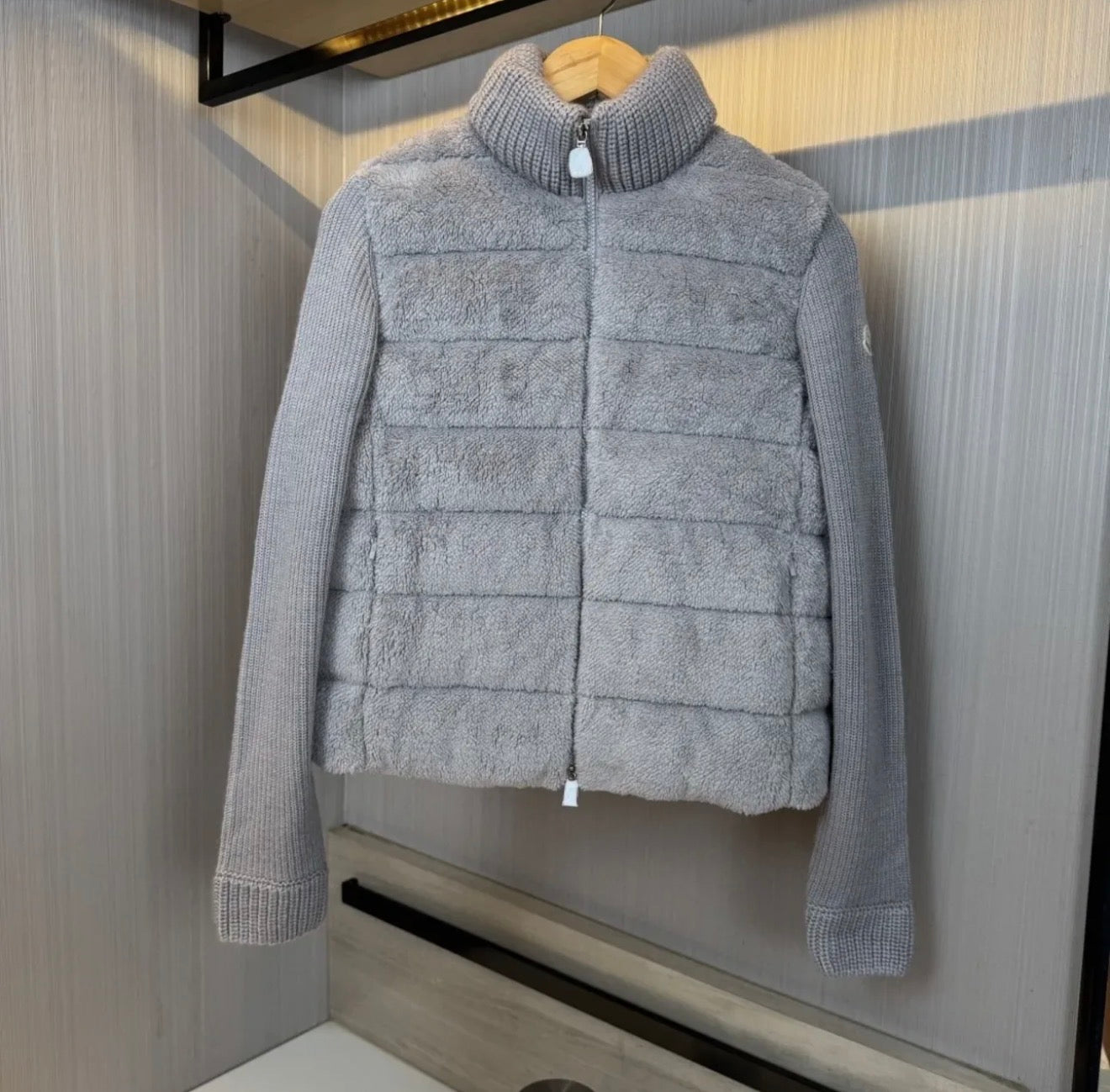 MONCLER WOOL &amp; TEDDY ZIP JACKET