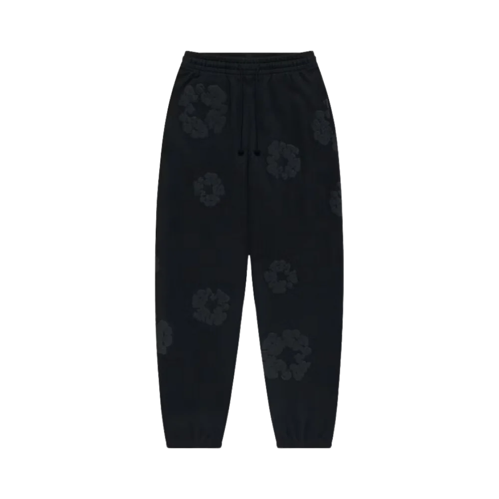DENIM TEARS THE COTTON WREATH SWEATPANTS BLACK MONOCHROME