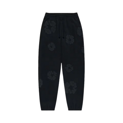 DENIM TEARS THE COTTON WREATH SWEATPANTS BLACK MONOCHROME