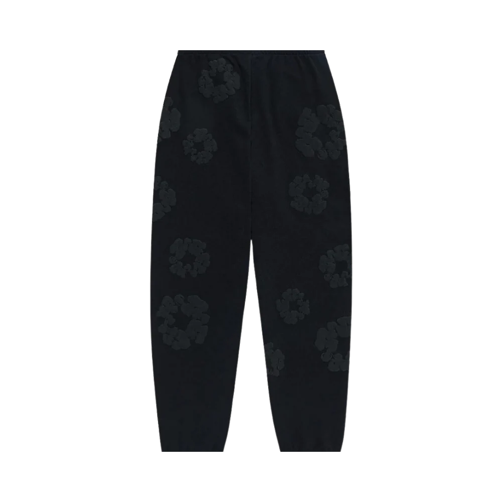 DENIM TEARS THE COTTON WREATH SWEATPANTS BLACK MONOCHROME