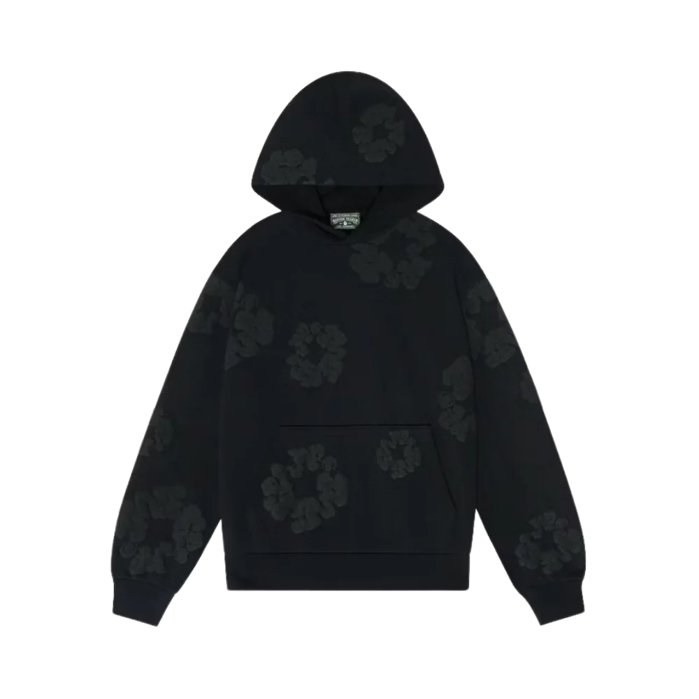 DENIM TEARS THE COTTON WREATH HOODIE BLACK MONOCHROME