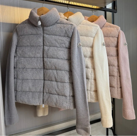 MONCLER WOOL &amp; TEDDY ZIP JACKET