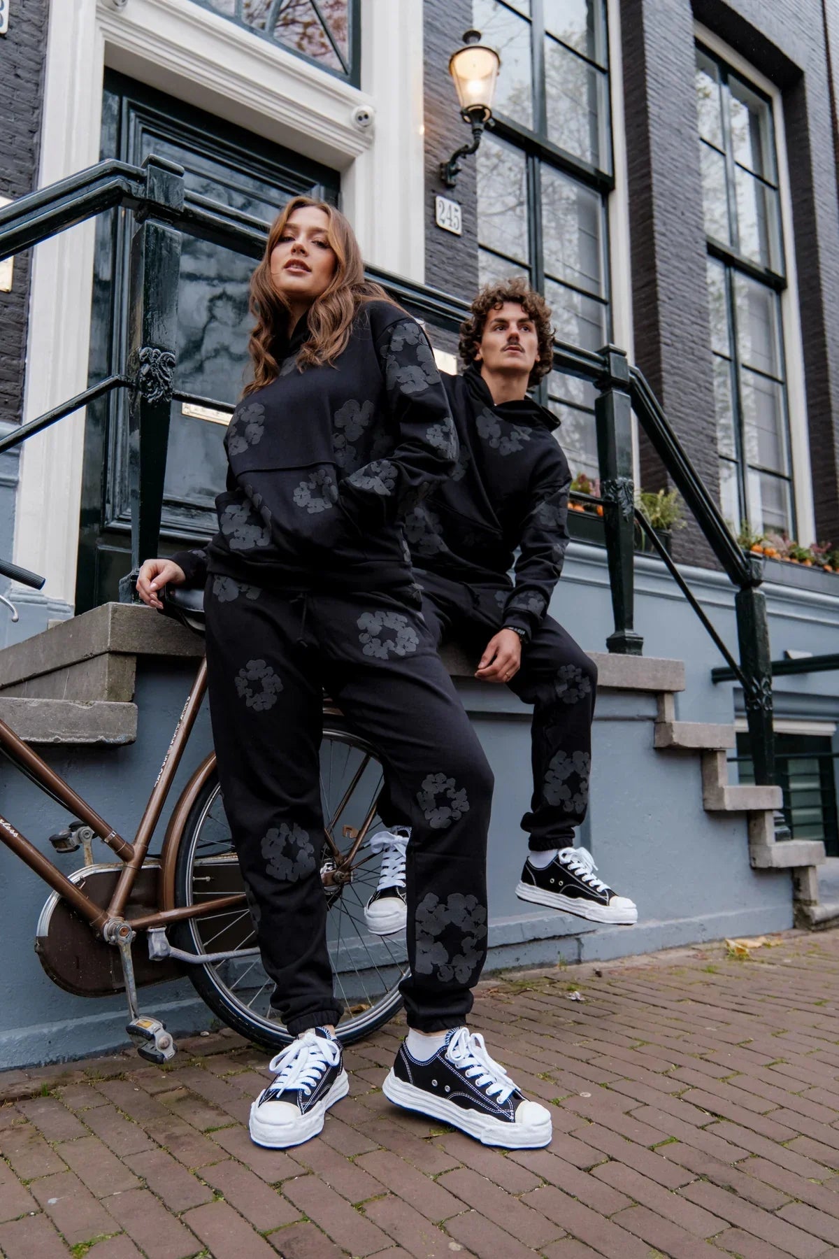 DENIM TEARS THE COTTON WREATH HOODIE BLACK MONOCHROME