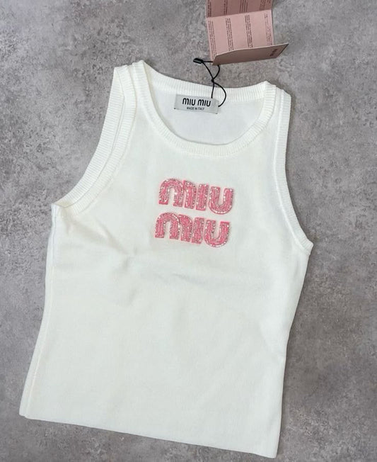 MIU MIU PINK LETTERS TANK TOP