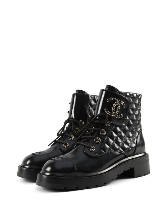 CC INTERLOCKING COMBAT BOOTS BLACK
