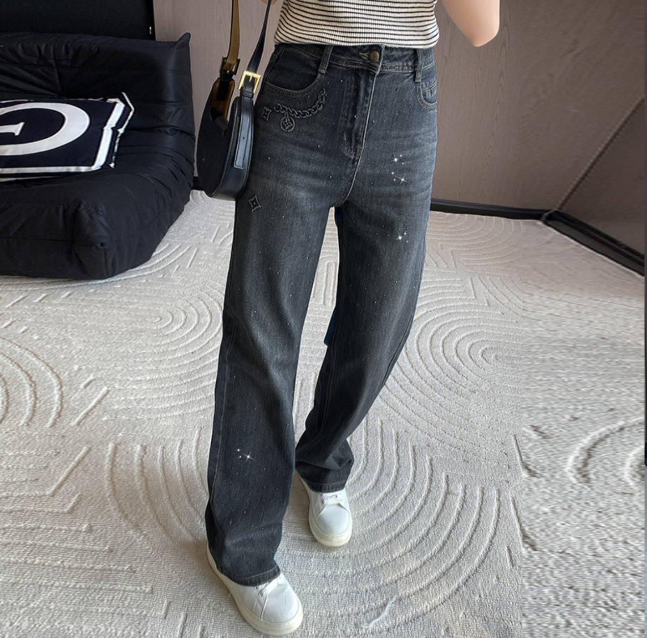 LV diamonds jeans black/denim