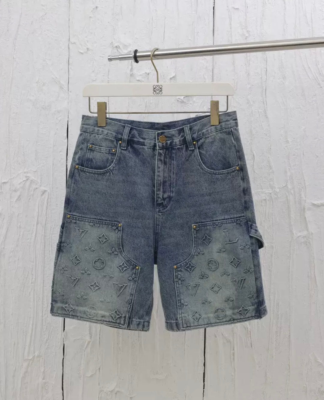 LV denim shorts long