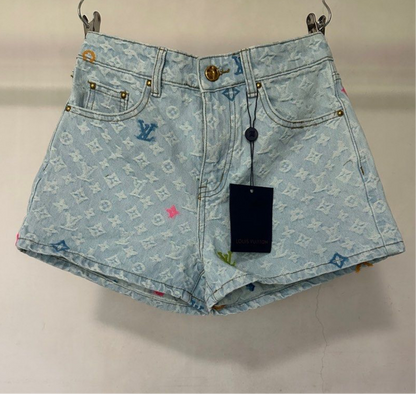 LV MONOGRAM DENIM SHORTS